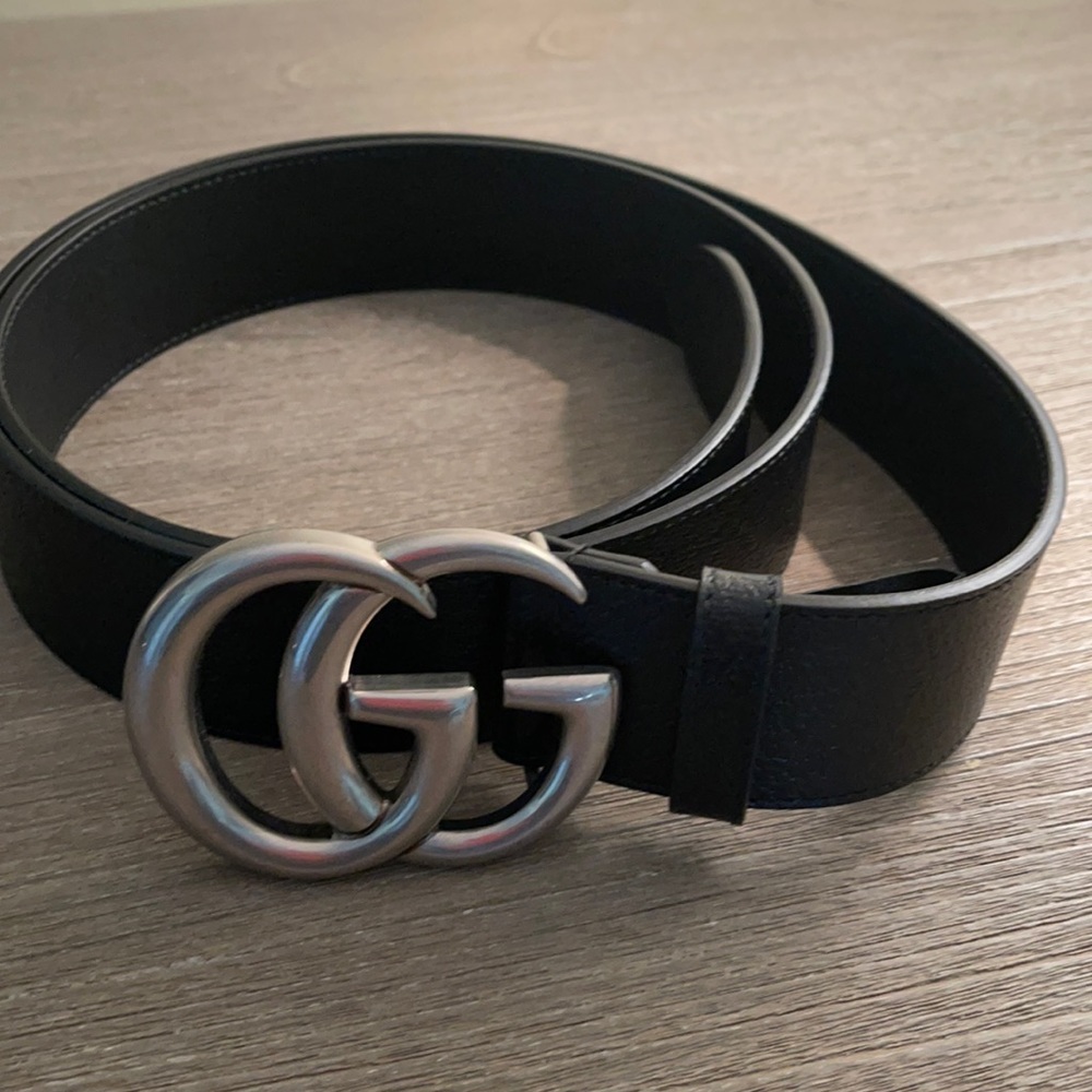 Gucci Wide leather belt with Double G buckle